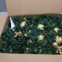 9FT Pre-Lit Artificial Christmas Garland with Dual Color LED Lights and Timer by Remote Control and Batteries Operated, Holiday Decorations, for Indoor Door Home Stairs Fireplaces Wall, Green Gold 9FT