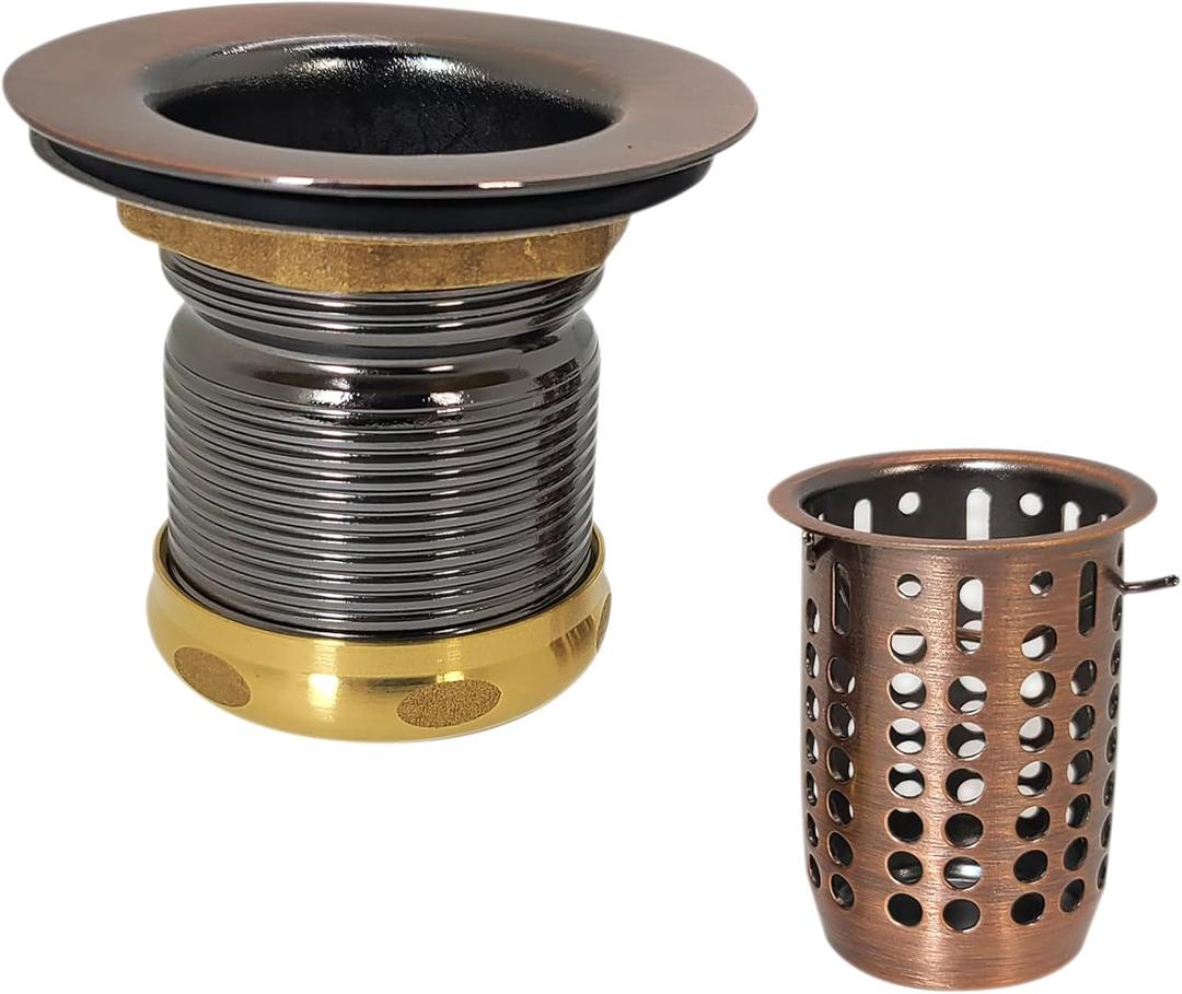 Westbrass D218-11 Junior Bar and Laundry Sink Drain Assembly with Removable Strainer Basket, Antique Copper