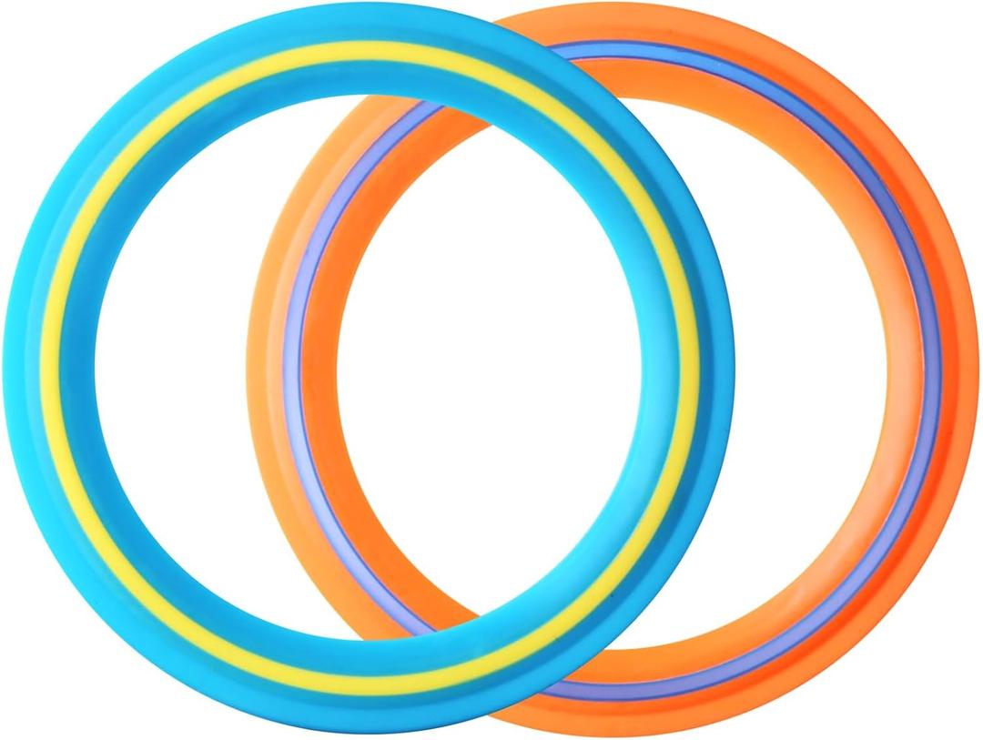 JEEFUD Flying Disc for Kids Adults 11 inch Flying Ring, 2 Pack Beach Backyard Sports Play Soft Discs, Sport Outdoor Tossing Toy Gift for 4+ Year Old Boys Girls Family (Orange&turquoise)