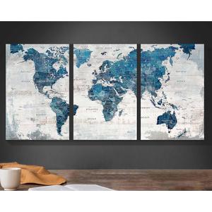 Wall Decor Living Room Motivational Framed Wall Art Large Office Decor for Wall Home Decorations for Bedroom Blue Grey Paintings Dining Room Pictures (Overall 71''W x 36''H)