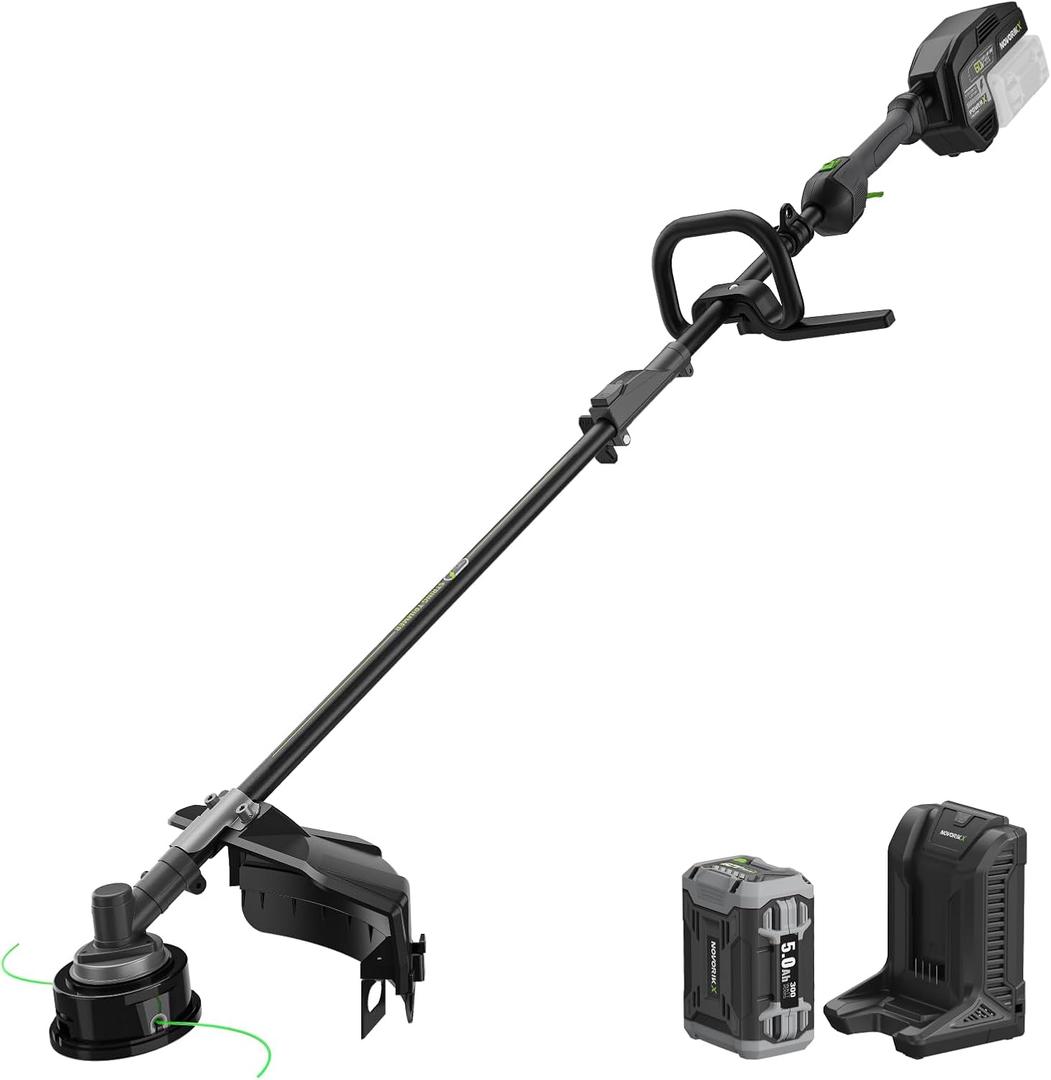 60V Cordless String Trimmer with 5.0Ah Battery & Fast Charger, 1200W Brushless Motor, 17" Cutting Swath, Dual Speed 6100/4600 RPM, 54 Min Runtime, Dual-Line Bump Feed Weed Eater, Power Head Compatible