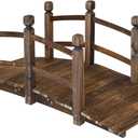 5FT Wooden Garden Bridge Arch Stained Finish Footbridge Decorative Backyard Bridge with Double Safety Railings Outdoor Lawn Pond Bridge Walkway for Garden Yard Patio Courtyard Farm Stream Creek