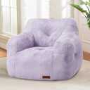 Hobestluk Bean Bag Chair for Adult Small Bean Bag Chairs with Arms Furry Beanbag Chair with Foam Filler Stuffed Bean Bag Sofa for Reading in Bedroom Living Room and Dorms (Purple)