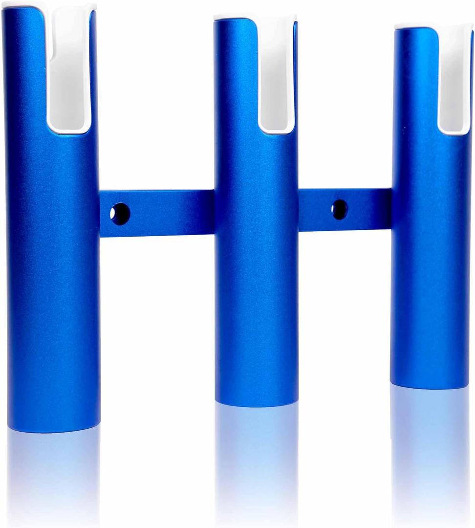 Aluminium Fishing Rod Holders for Boat, Wall-Mounted Fishing Pole Roof Rod Rack,Surf Fishing Rod Holder for Truck, Boats & Yacht (3 Tubes Blue)