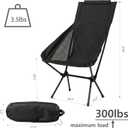 Wind Tour Portable Camping Chair Lightweight Foldable Outdoor Chair for Hiking Camp Backpacking Lawn Beach Fishing Picnic with Carry Bag (High-Back | Black)