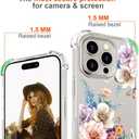 Hungo Compatible for iPhone 16 Pro Case for Women Girls Clear Design Cute,Girly Designer Aesthetic Protector Beautiful Carnation