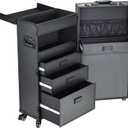 Mobile Nail Tech Station & Rolling Makeup Case with Drawers, 15.7"L x 13"W x 29.3"H