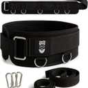 THEFITGUY Multi-Attachment Belt for Cable Machine and Smart Home Gym Squats and Hip Thrusts, 5 Attachment Points for Optimal Weight Distribution, 2 Straps (40 & 27) and 3 Metal Snap Hooks Included