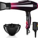 Hair Dryer Professional Blow Dryer Negative Ions 3500W Powerful Fast Drying Low Noise Long Cord Quick Dryer with Nozzle and Diffuser Hair Blow Dryer with 2 Speed and 3 Heat Settings Purple-6 (1 Piece Set)