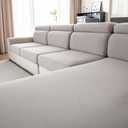 Sectional Sofa Covers Stretch Couch Covers for L Shaped Sectional Sofa, Individual Couch Cushion Covers & Backrest Slipcovers, Soft & Skin-Friendly Fabric (3 Piece Seat Covers, Light Grey)