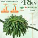 MARTINE MALL 48 inch 128 Leaves Artificial Ferns for Outdoors Look Real Fake Ferns, Large Faux Boston Ferns for Outdoor Planter Realistic UV Resistant Artificial Fake Plants for Porch Patio Hanging
