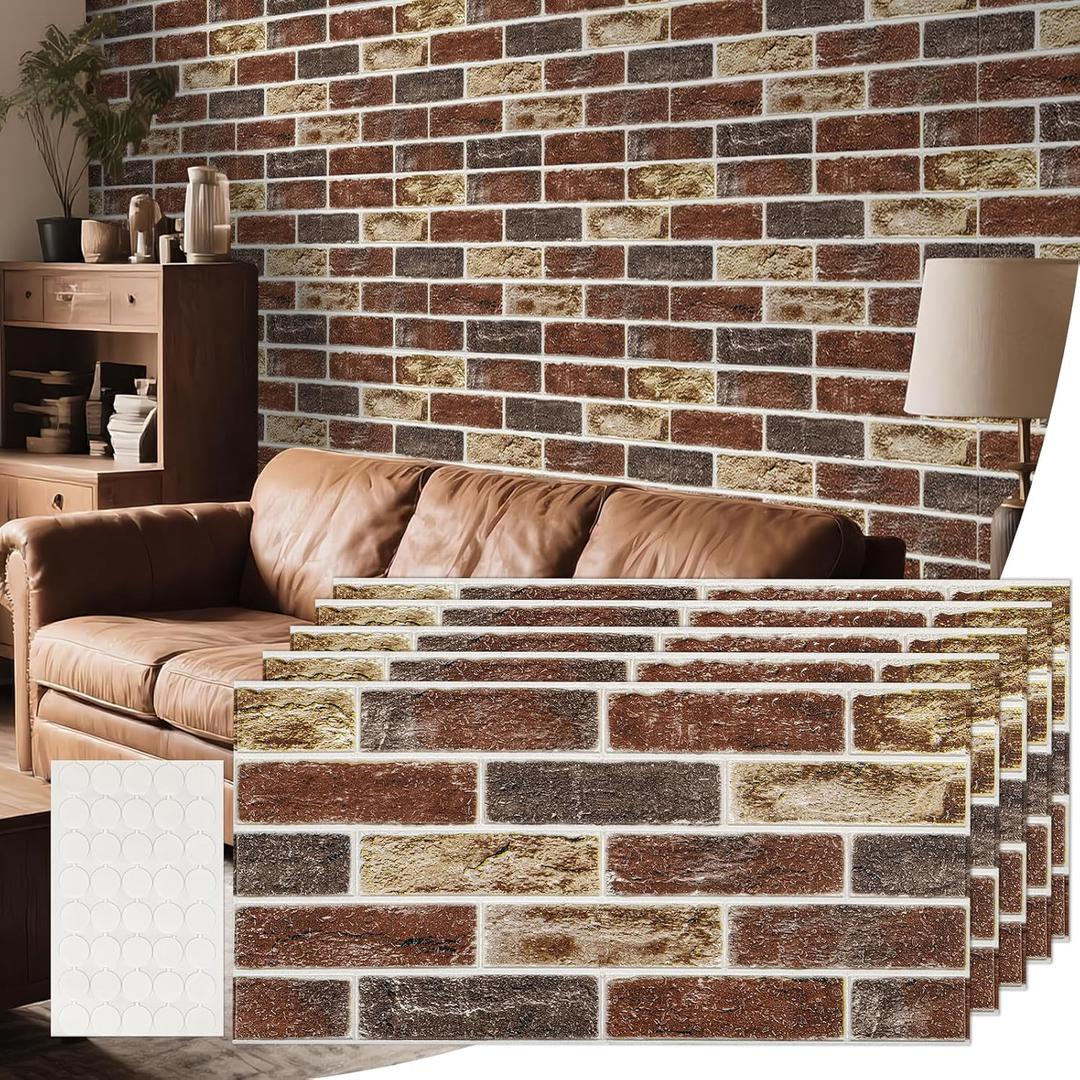 Brick Wall Panels Peel and Stick - 3D Faux Textured Stone Wallpaper - 20 Pcs Self Adhesive Waterproof Foam Tiles for Bathroom - Red Fireplace Decor Wallpanel - Kitchen Backsplash Covering Walls Tile Brick Wall Panels Peel and Stick - 3D Faux Textured Stone Wallpaper - 20 Pcs Self Adhesive Waterproof Foam Tiles for Bathroom - Red Fireplace Decor Wallpanel - Kitchen Backsplash Covering Walls Tile