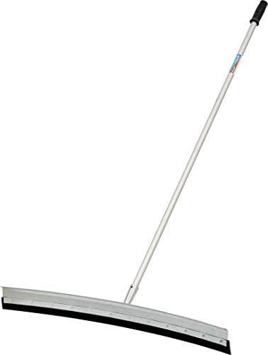 Unger Professional AquaDozer Max Kit, 36” Smooth Surface Curved Floor Squeegee and 48” Dual End Pole, Rubber Blade Scrubber and Broom for Concrete, Asphalt, and Tough Cleaning Jobs