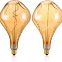 OMED S125 Oversized Dimmable LED Edison Bulb 2 Pack, E26 Base 2200K Warm White Large Vintage Decorative Light Bulb, 5 watt 400LM Giant Amber Glass Edison Bulb for Bedroom, Living Room, Bar, Cafe