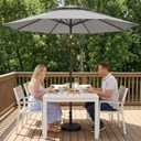 Tobeos 10 FT Outdoor Patio Umbrella, 2 Tiers Market Table Umbrella with 8 Sturdy Ribs, Push Button Tilt and Crank, UPF50+ UV Protection for Deck, Pool, Garden and Backyard, Light Gray