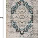SUPERIOR Indoor Large Area Rug, Modern Farmhouse Medallion Decor for Living/Dining Room, Office, Bedroom, Entryway, Kitchen, Home Floor Throw, Jute Backed Rugs, Marquis Collection, 8' x 10', Teal