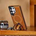 Butaiga for Samsung Galaxy S26 Ultra Case Leather with Stand, Anti-Slip Grip Ring, Fits for MagSafe (Brown, S26 Ultra)