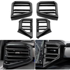 INTGET 4PCS Car Side Dashboard AC Outlet Vent Cover for 2022 2023 2024 2025 Toyota Tundra Accessories Carbon Fiber Center Console Air Vent Trim for Toyota Sequoia Accessories 2023 2024 2025