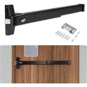 BEAMNOVA Door Push Bar Commercial Panic Exit Device Metal Universal Emergency Gate Lock Hardware Parts Roller Strike Plate End Cap, Black for 27.5 to 41 in Wide Doors