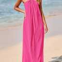 PRETTYGARDEN Womens 2026 Casual Long Summer Dresses Sleeveless Strappy Loose Flowy Beach Vacation Maxi Dress with Pockets (Pink, S)