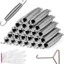 Trampoline Springs Heavy Duty Stainless Steel Replacement Trampoline Replacement Parts, Weather-Resistant, Includes Tool and Gloves, Universal Trampoline Spring Tool (7inch-24pcs)