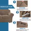 H.VERSAILTEX Real Velvet Plush 3 Piece Stretch Sofa Covers Couch Covers for 2 Cushion Couch Sofa Slipcovers Width Up to 90 Inch Feature Thick Soft Stay in Place (Sofa, Mocha)