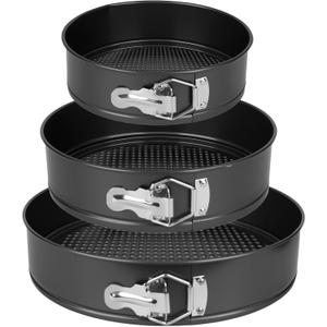 Springform Pan Set of 3 (7"/9"/11") - Non-Stick Cheesecake Pans with Removable Bottom, Round Baking Molds for Cheesecake, Pie, Desserts & More - Baking Bakeware Set