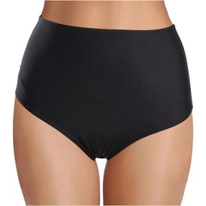 Zmart Women Retro High Waisted Bikini Bottoms - Full Coverage Swim Bathing Suit Tummy Control Swimsuit Bottoms (Large, Black)
