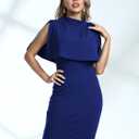 AISIZE Women's Vintage 1940s Half Collar Batwing Cape Party Pencil Dress (XL)