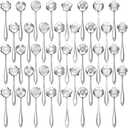 Eboot 40 Pcs Silver Flower Teaspoon Stainless Steel Tea Party Spoons Mini Cute Teaspoon Stirring Coffee Sugar Drink Demitasse Espresso Spoons for Bridal Shower Wedding Party Favors Decorations