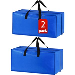 Extra Large Moving Bags with Strong Zippers & Carrying Handles, Storage Bags Storage Totes for Clothes, Moving Supplies, 2 Pcs