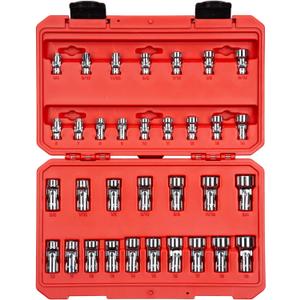 TEKTON 1/4, 3/8 Inch Drive 6-Point Universal Joint Socket Set with Case, 33-Piece (1/4-3/4 in., 6-19 mm) | SHD99301