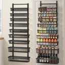 POKIPO 9 Tier Over The Door Pantry Organizer, 2 in 1 Wall Mount or Hanging Spice Rack with Adjustable Deep Basket, Heavy-Duty Seasoning Organizer and Storage for Kitchen Cabinet Closet Bathroom (Black)