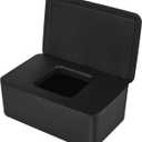 Cuayaes Black Tissue Box Cover, Refillable Baby Wipes Dispenser with Sealed Lid, Modern Desktop Tissue Box Holder Napkin Organizer Container for Bathroom Car Office, Blac