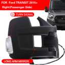 Marretoo Passenger Right Side Door Mirror replacement for 2015-2025 Ford Transit 150 250 350 350 HD Cargo Van 6 pins Power Glass,Heated,Signal Light Textured Black Extended Long Arm FO1321630