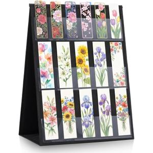 Faccito Bookmark Display Stand, Double Sided Portable Holder for Bookmarks, Black Desktop Display Rack for Retail Store, Booth, Craft Shows Fair, Library, No Assembly Required