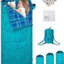 KingCamp 45°F Kids Sleeping Bag, Lightweight Waterproof & Compact Flannel Sleeping Bags Cold Weather & Warm Youth Essentials Gear Accessories for Camping, Fits 10-12 Children up to 4'7"-5'5" Tall