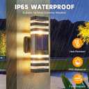 2 Pack Solar Outdoor Wall Lights with Motion Sensor 3-Mode Motion Outdoor Sconces 3000K 500LM Dusk to Dawn Solar Porch Light Fixtures Modern Up Down Exterior Wall Lamp for House Garage Front Door (Black)