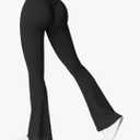 YEOREO Scrunch Flare Leggings V Back Butt Lifting Wide Leg High Waist 31.5" Gym Workout Yoga Pants. XS, Black