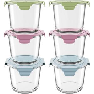 Freshmage 23oz Glass Meal Prep Containers with Lids, Airtight 3-Cup Glass Storage Containers Set, Heat-Resistant BPA-Free for Soup, Leftover, Microwave, Dishwasher, and Freezer Safe (6 Packs)
