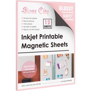Stone City Printable Magnetic Sheets Make Refrigerator Photo Magnet Glossy Print Paper 12mil Thickness for Inkjet Printers 8.5x 11 Inches 12 Sheets