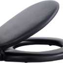 Soft Standard Vinyl Toilet Seat, Black - 17 Inch Soft Vinyl Cover with Comfort Foam Cushioning - Fits All Standard Size Fixtures - Easy to Install Fantasia by Achim Home Decor