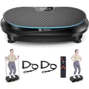 Curved Vibration Plate Exercise Machine, XL Vibration Plate 400 lbs Capacity with 9 Auto Modes and 120 Adjustable Speeds, Whole Body Vibration Plate Machine for Home Women Men (Black)