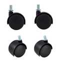 Nylon Twin Wheel Swivel Caster 1-7/8 Threaded Stem Plant Pot Caddy Wheel Black, 4 Packs