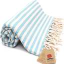 Bazaar Anatolia Turkish Beach Towel 100% Cotton Bath Towels Oversized Quick Dry Boho Farmhouse Decor Sheets Bathroom Towels Sand Free Camping Blanket 71x39 inches - Arpa Turquoise (Turquoise)