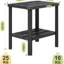 Adirondack Square Outdoor Side Table, 2-Tier Storage Weather Resistant HDPE Resin End Table, Small Side Table for Patio, Garden, Balcony, Deck, Porch, Backyard, Poolside (Jet Black, 1 PCS), 16.4"D x 12.5"W x 16.3"H