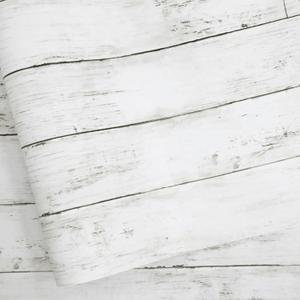 Abyssaly White Grey Wood Self Adhesive Paper 17.71 in X 32.8 Ft Removable Wood Peel and Stick Wallpaper Decorative Wall Covering Vintage Wood Panel Interior Film