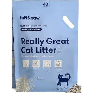 Tuft & Paw Really Great Cat Litter OdorStop, Low Tracking Mixed Tofu Cat Litter, Clumping, Multi-cat, Odor Control, Dust-Free - 9.25lbs