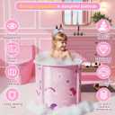 Portable Bathtub, Foldable Bathtub for Kids, Boys and Girls, Therapy Tub for Shower Stall Bathroom Fold Up Japanese Soaking Hot SPA Bath Tub, Outside Ice Bath 21.65''x23.62''(Ocean World Pink)