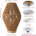Boho Table Lamps for Bedroom & Living Room - Small Natural Woven Basket Lanterns with Paper String Shades